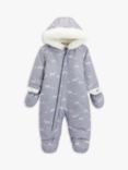John Lewis Baby Zebra Shower Resistant Snowsuit, Grey