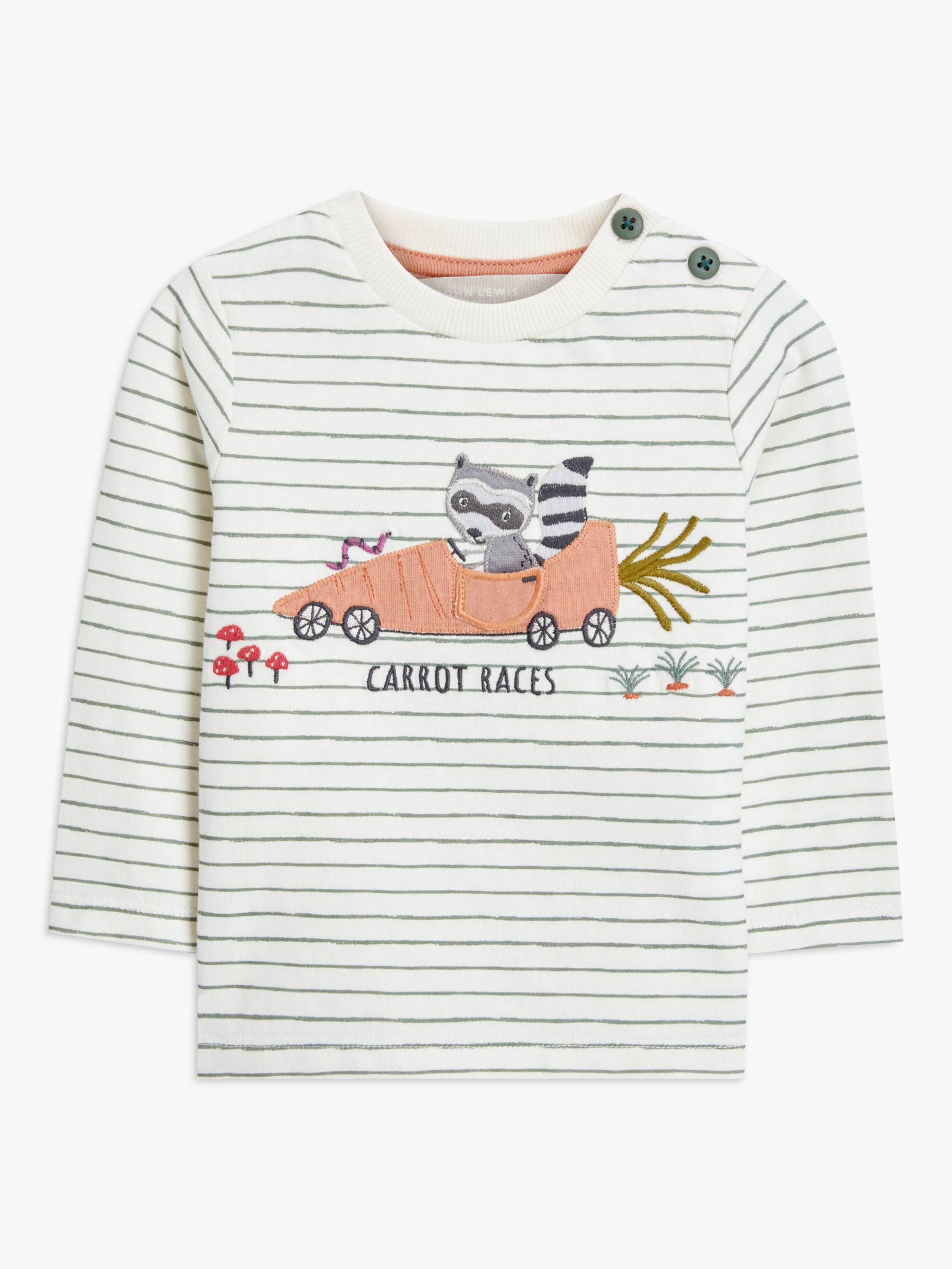 John Lewis Baby Carrot Races Stripe Top, Orange