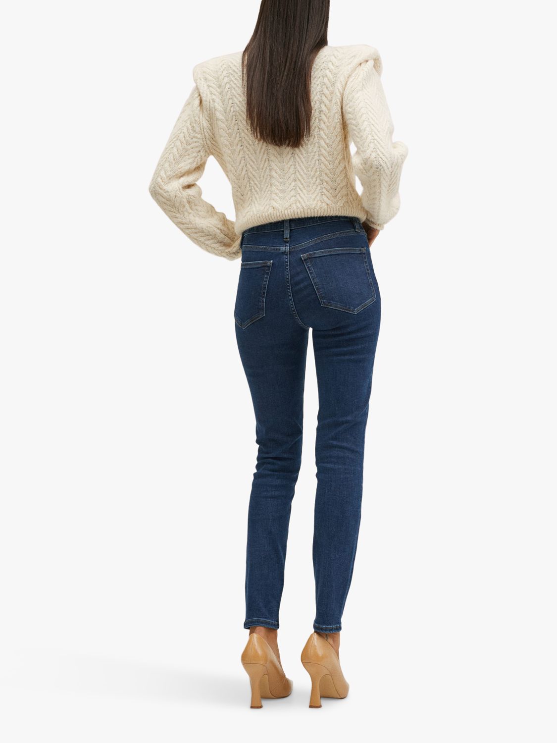 Mango Anne High Waist Skinny Jeans, Dark Blue at John Lewis & Partners