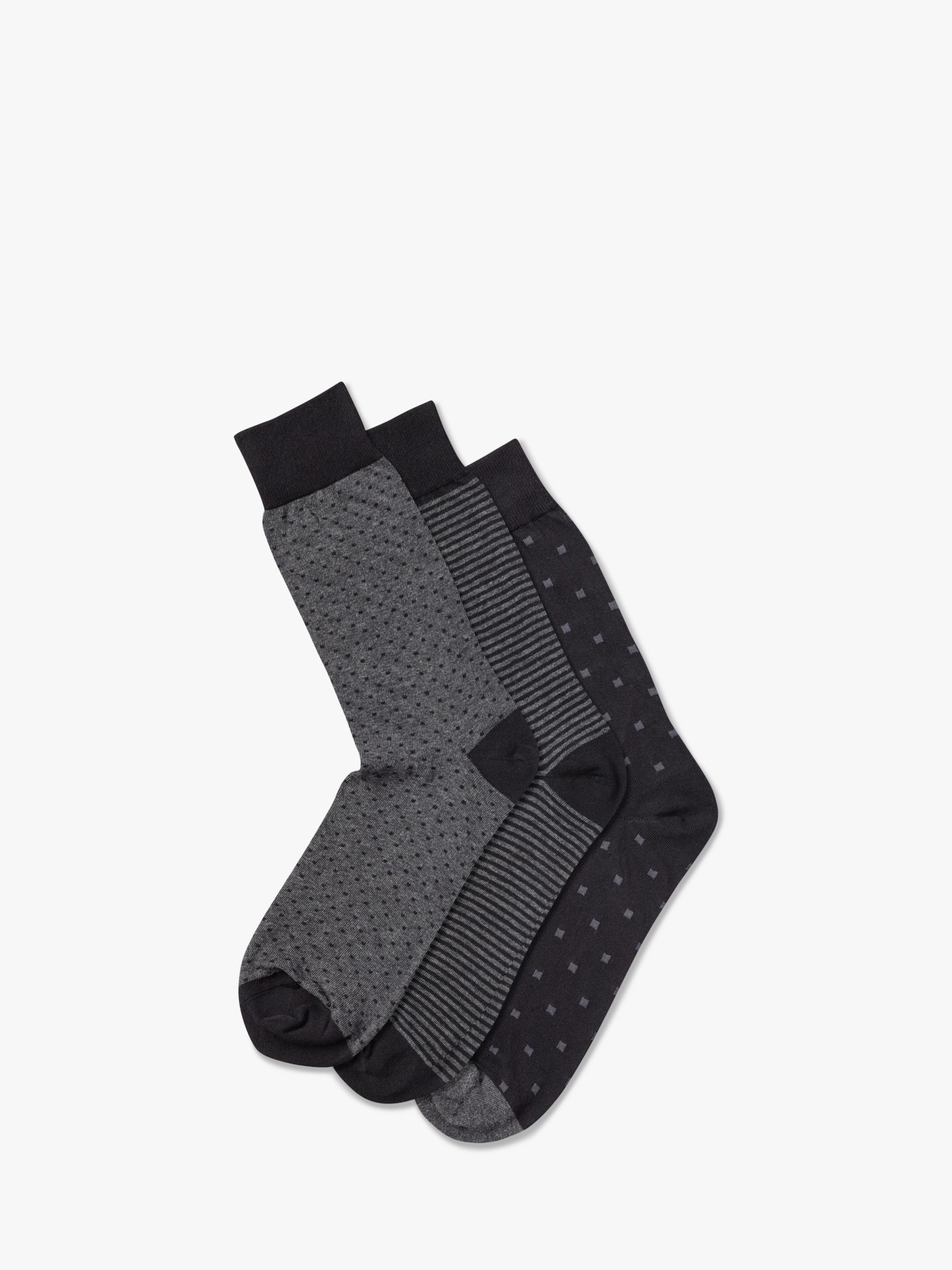 Buy Charles Tyrwhitt Cotton Rich Socks, Pack of 3, Black/Grey Online at johnlewis.com
