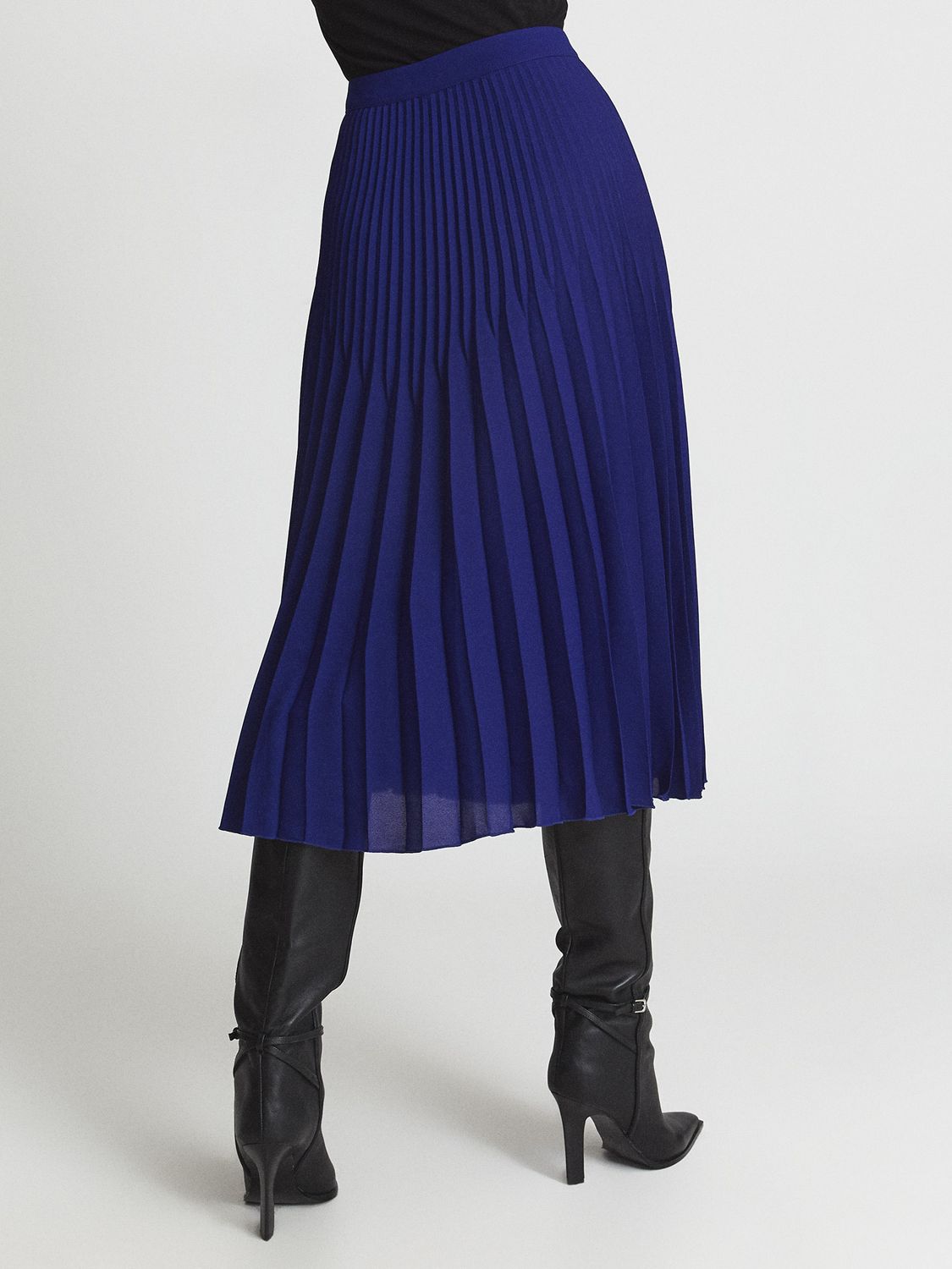 Reiss Isadora Pleated Midi Skirt, Cobalt Blue, 6