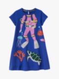 Mini Boden Kids' Diver Fun Big Applique Dress, Blue Wave