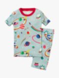 Mini Boden Kids' Rainbow Space Snug Glow-In-The-Dark Pyjamas, Blue