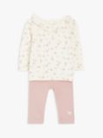 John Lewis Baby Floral Top & Leggings Set, Pink/Multi