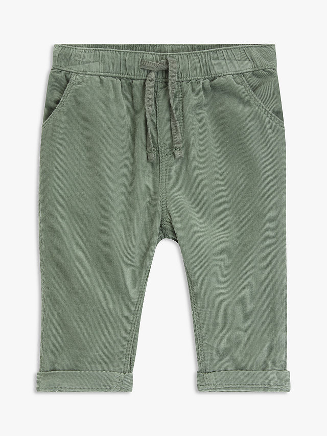 John Lewis Baby Plain Corduroy Trousers, Green, 0-3 months