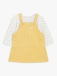 John Lewis Baby Dash Top & Cord Pinny Dress Set, Yellow