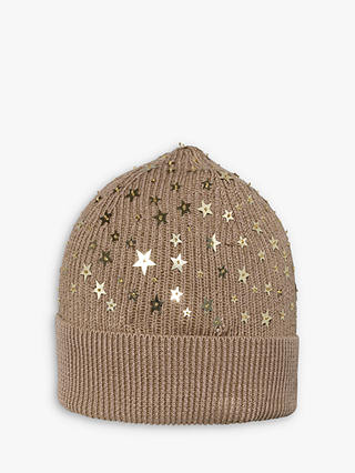 French Connection Macey Star Beanie Hat, Camel