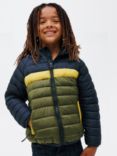 John Lewis Kids' Colour Block Stripe Wadded Jacket, Blue/Multi