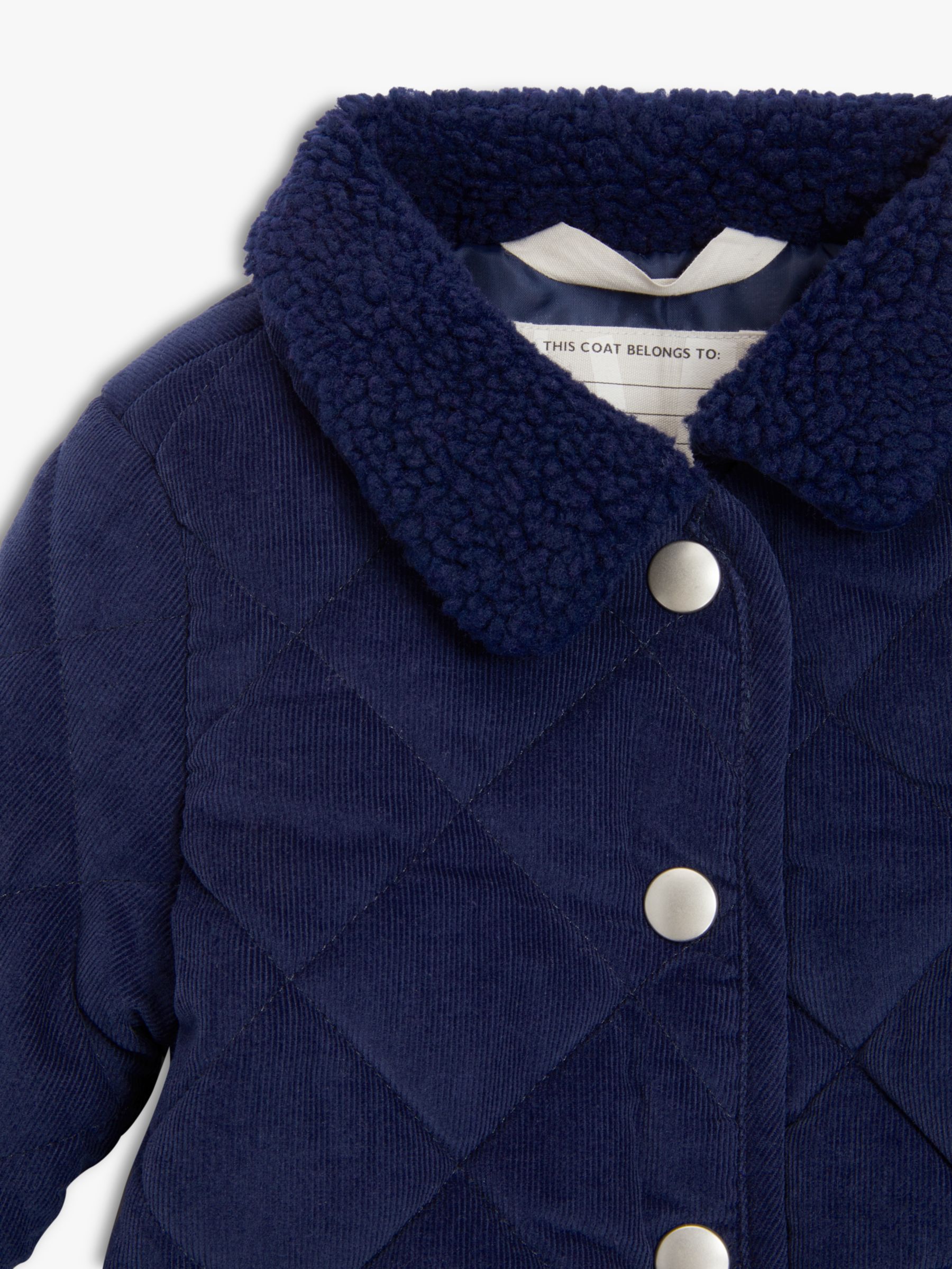 John Lewis Baby Needle Cord Quilt Jacket, Navy at John Lewis & Partners