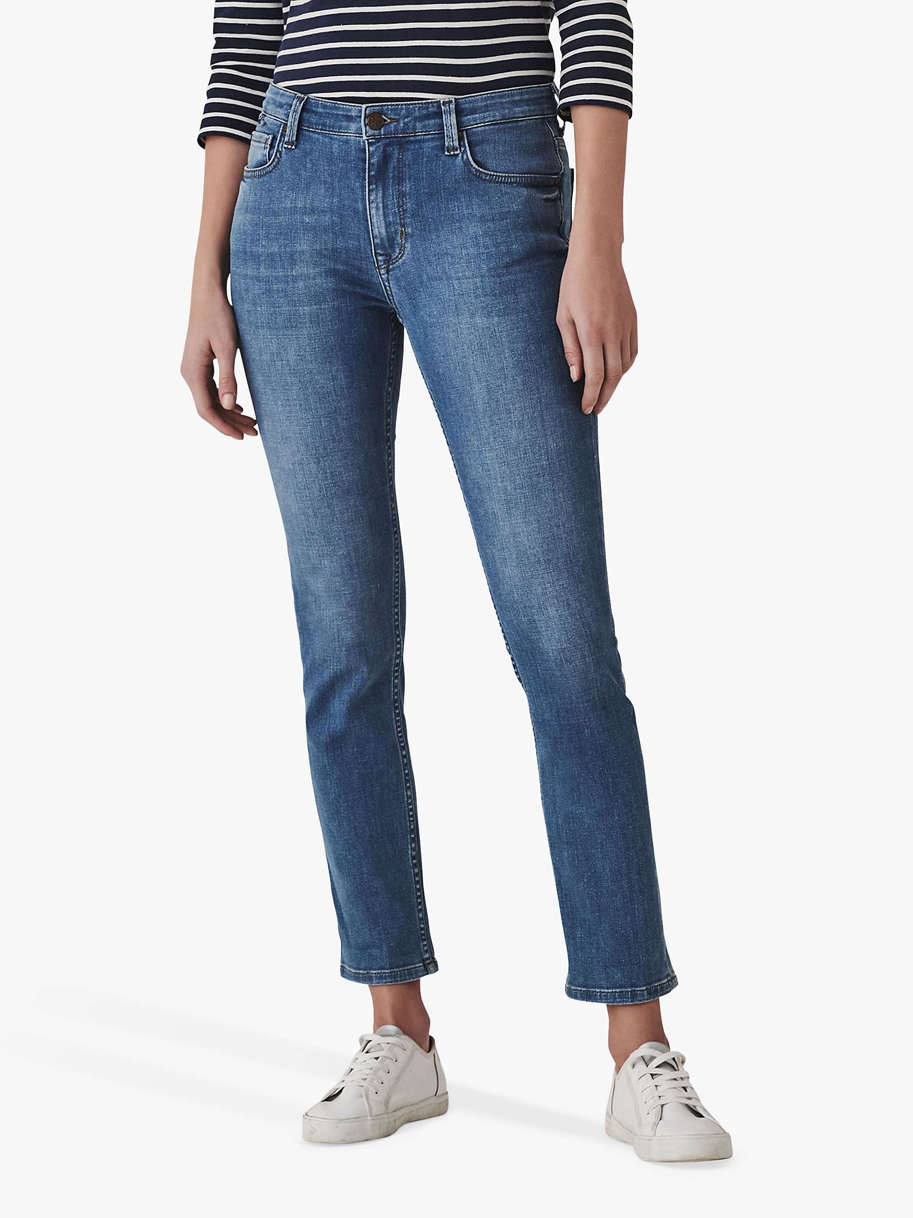 Buy Crew Clothing Mid Rise Straight Cut Jeans, Light Blue Online at johnlewis.com