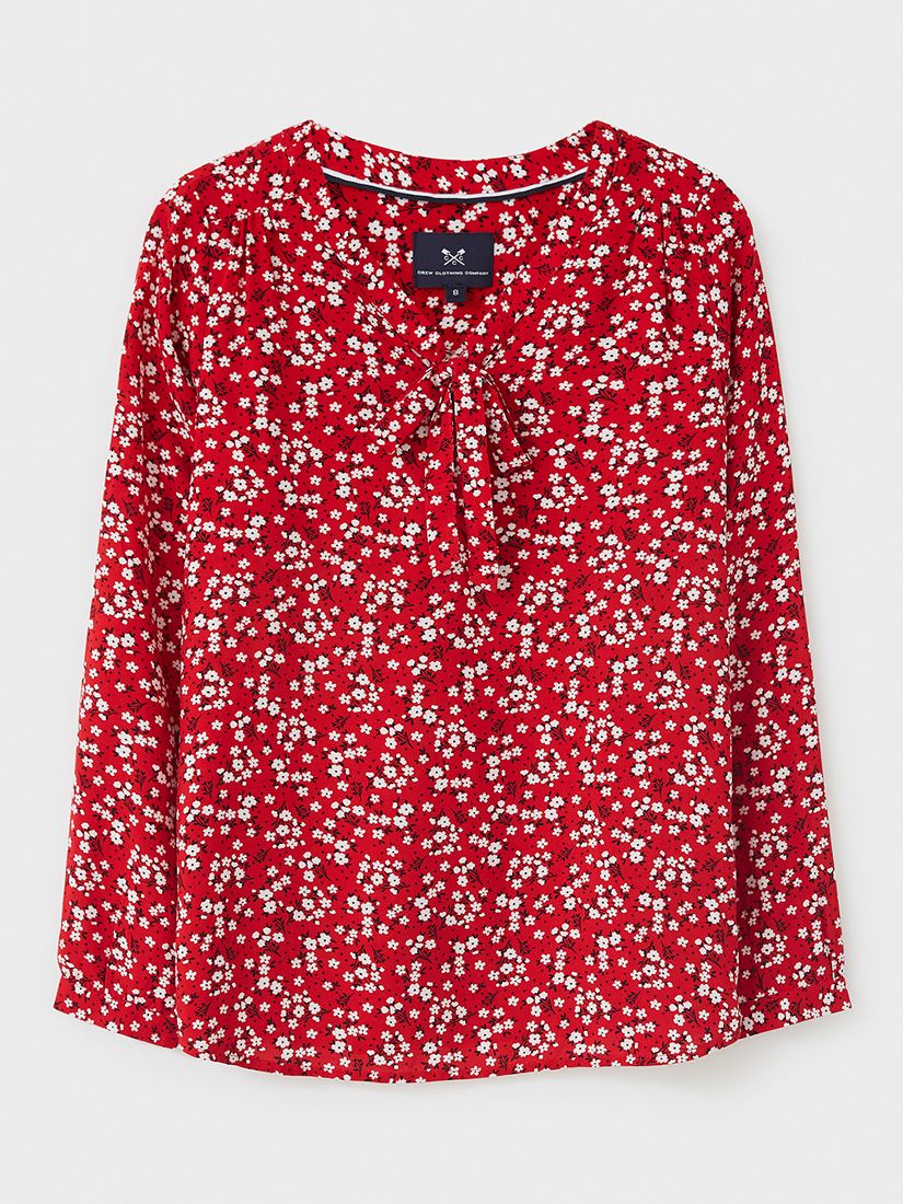 Crew Clothing Floral Print Blouse, Red, Red at John Lewis & Partners