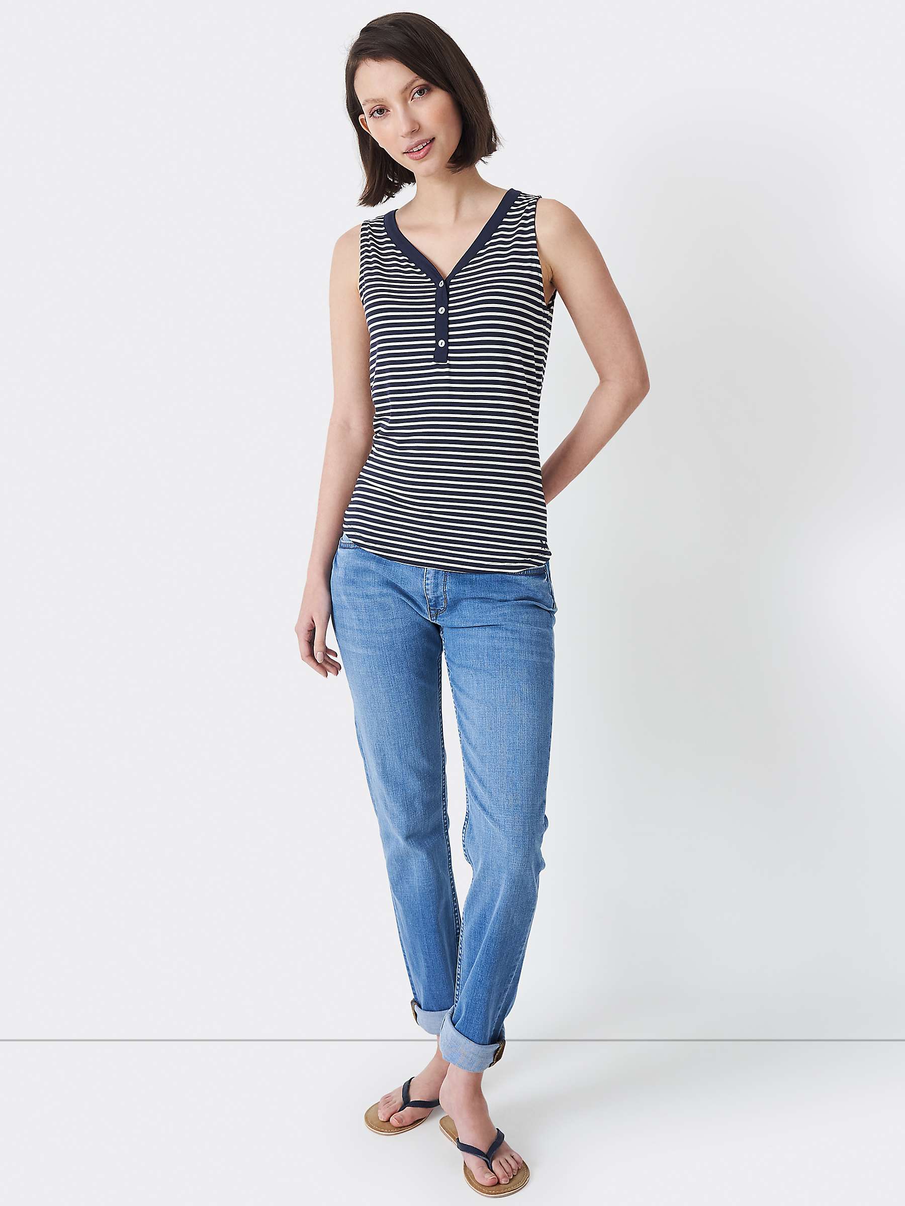 Buy Crew Clothing Henley Striped Vest, Navy Online at johnlewis.com