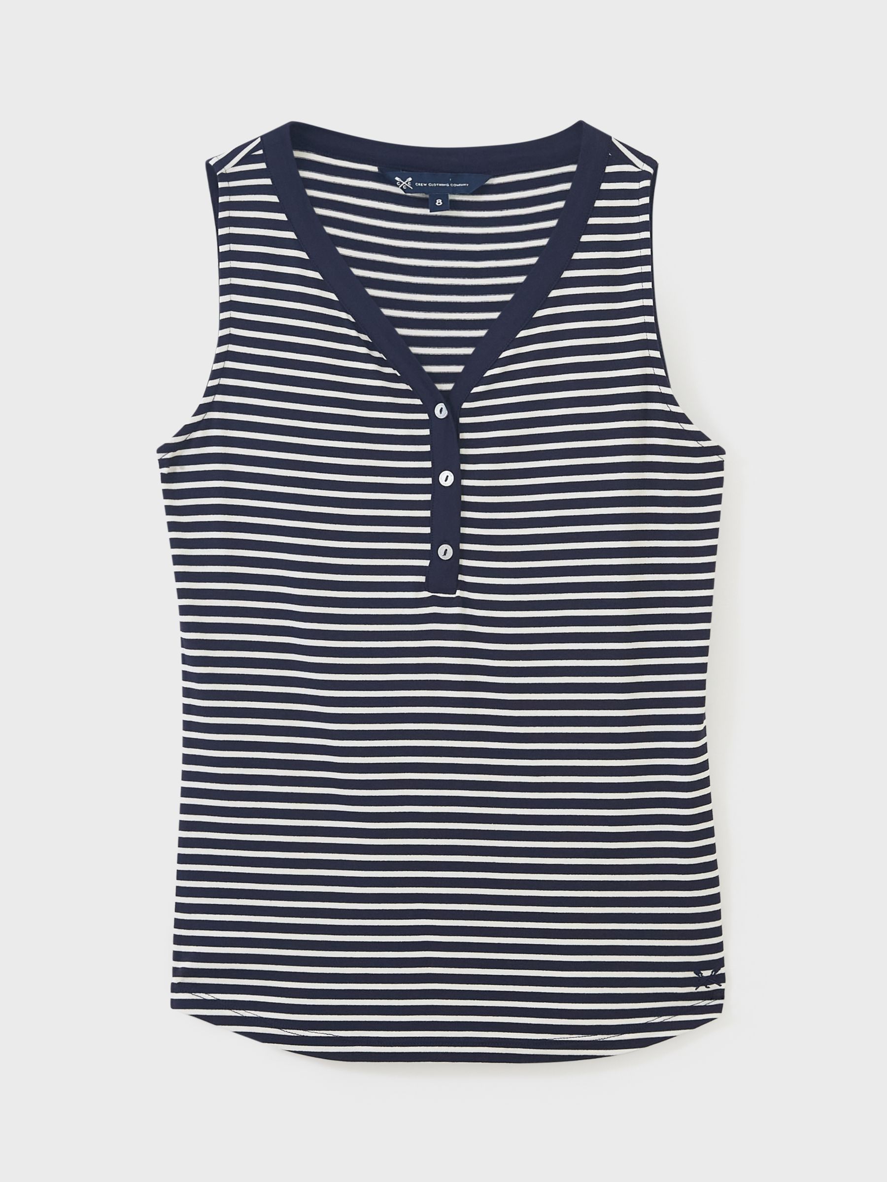 Crew Clothing Henley Striped Vest, Navy at John Lewis & Partners