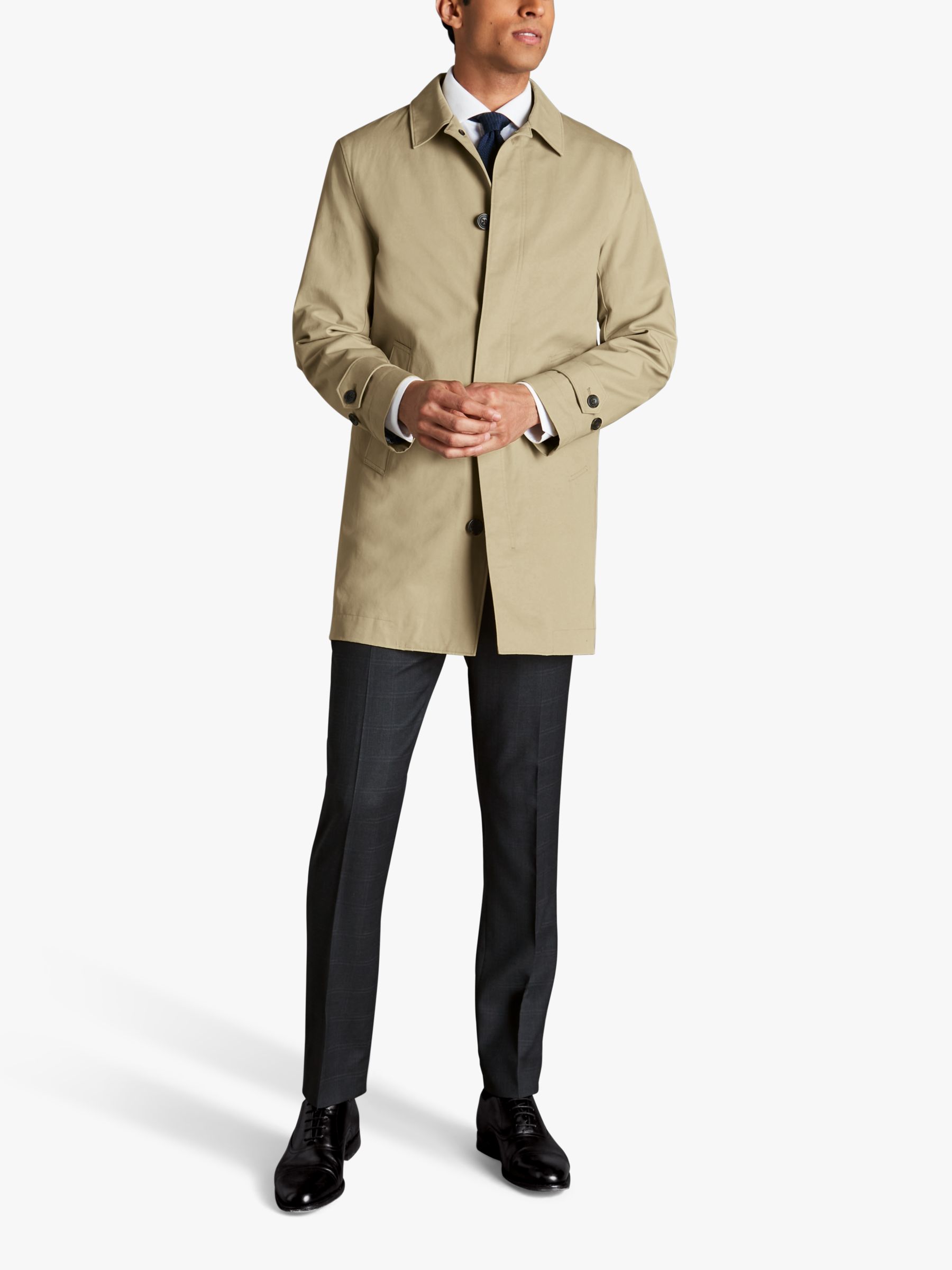 Charles Tyrwhitt Classic Showerproof Raincoat, Limestone, 34R
