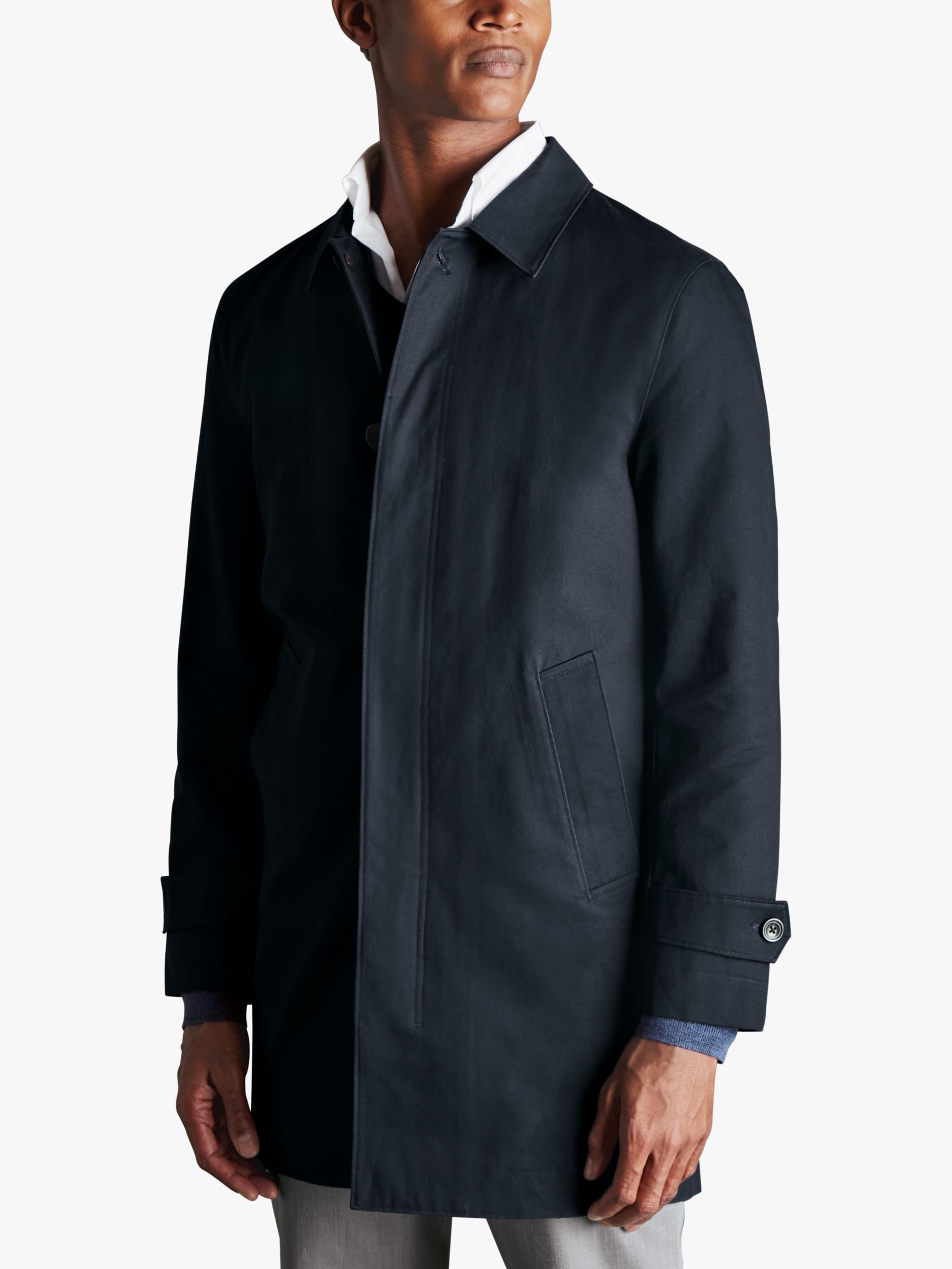 Charles Tyrwhitt Classic Showerproof Raincoat, Dark Navy, 36R