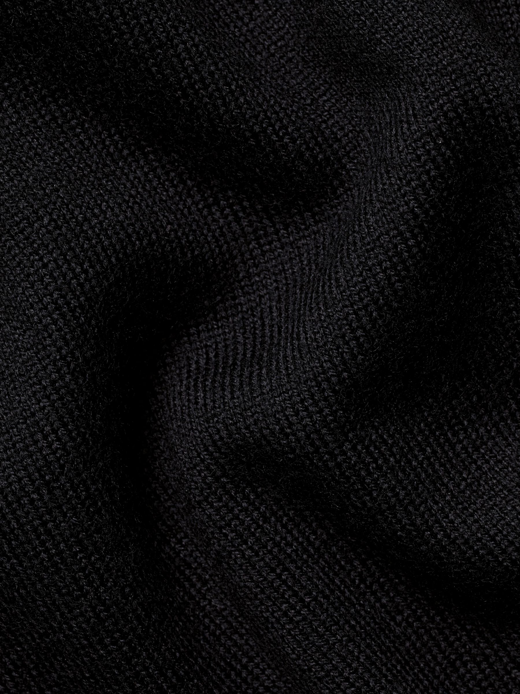 Charles Tyrwhitt Merino Wool Zip Neck Jumper, Black, S