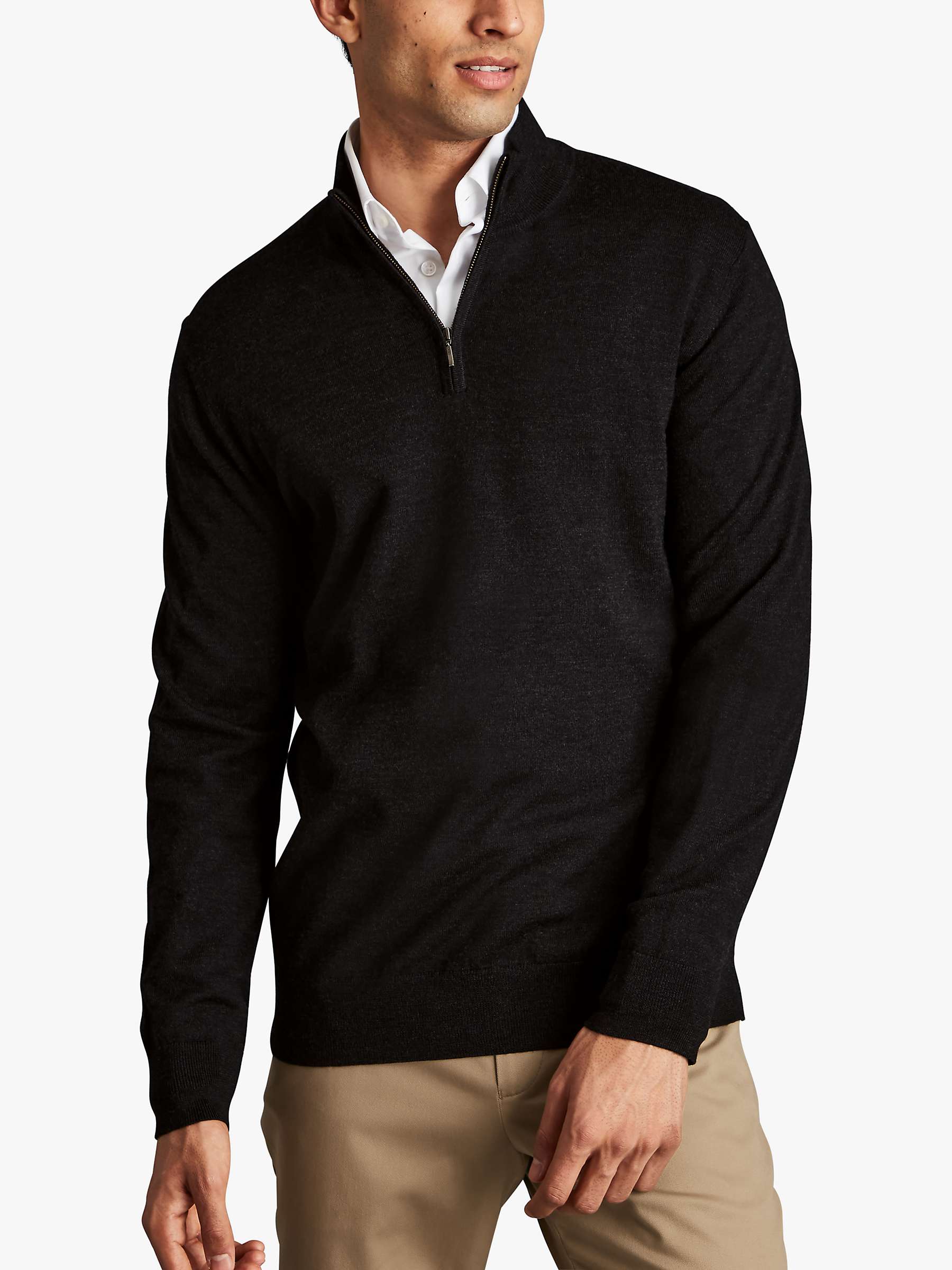 Buy Charles Tyrwhitt Merino Wool Zip Neck Jumper Online at johnlewis.com