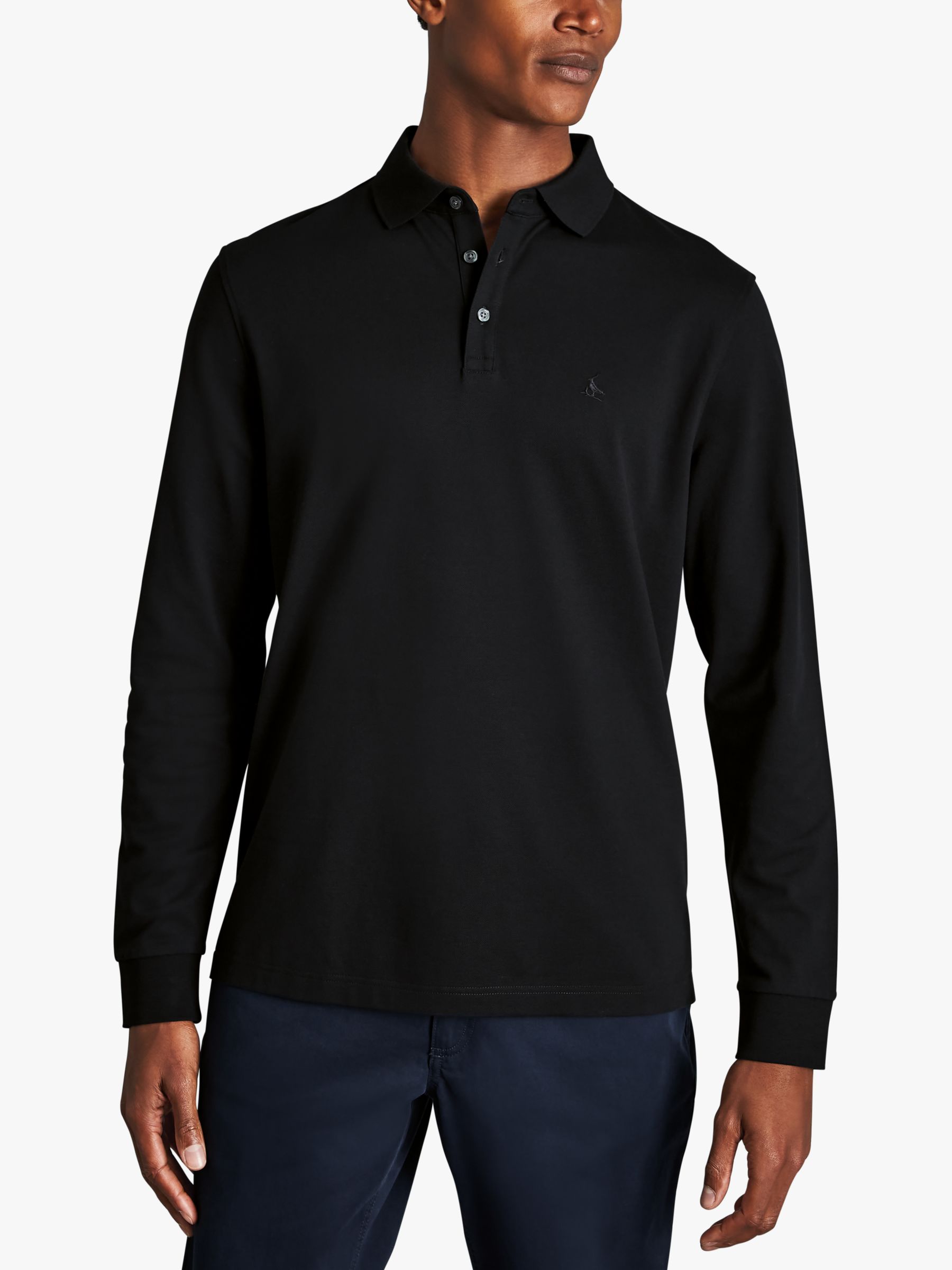 Charles Tyrwhitt Long Sleeve Pique Polo Shirt, Black, S