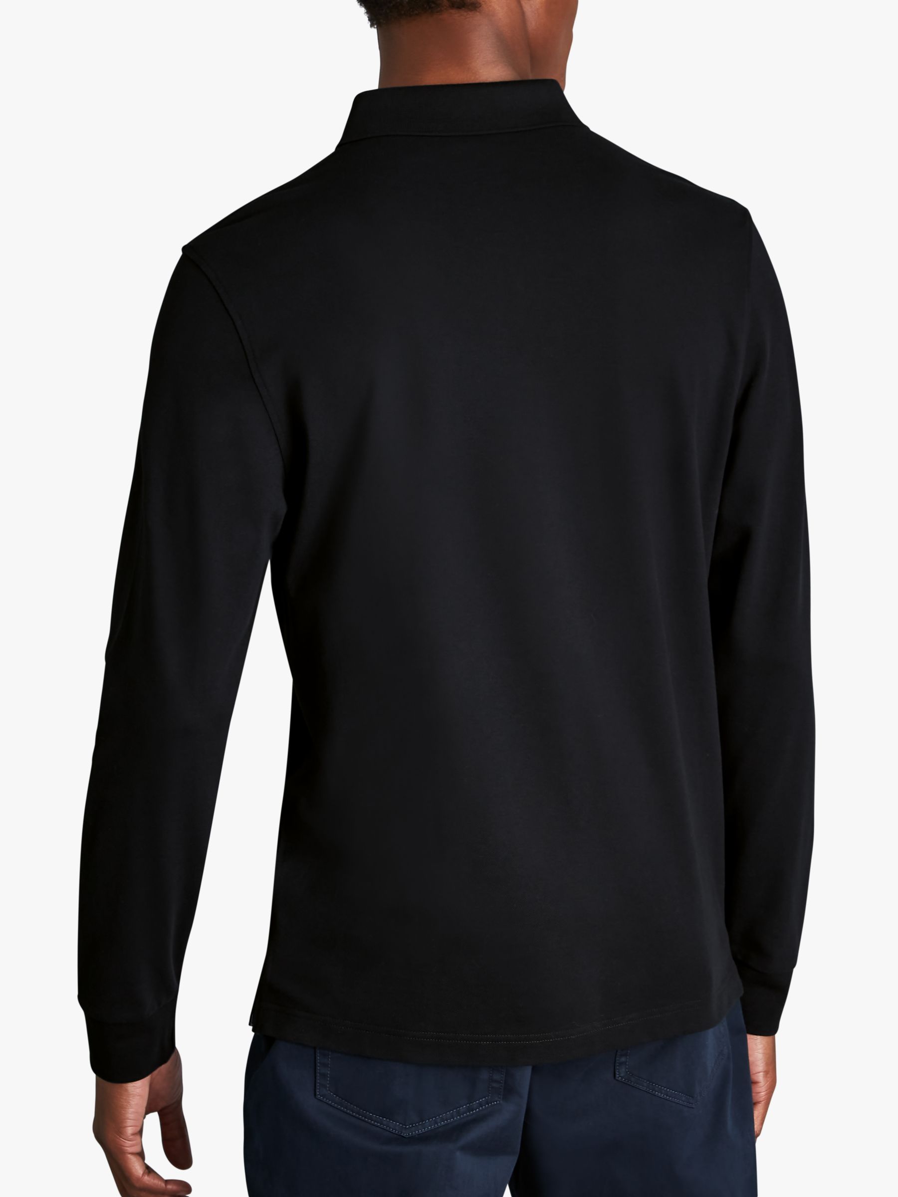 Charles Tyrwhitt Long Sleeve Pique Polo Shirt, Black, S