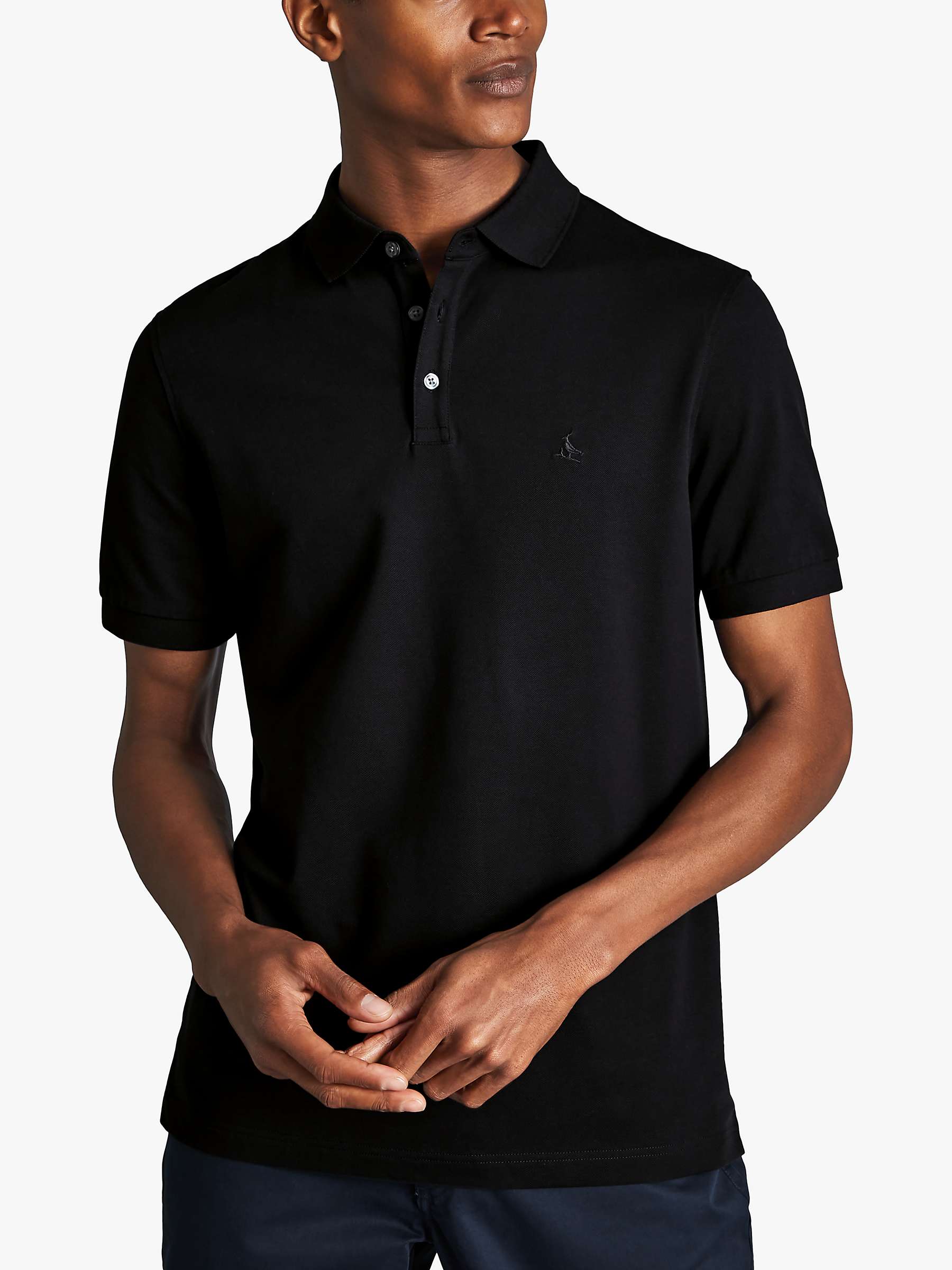 Charles Tyrwhitt Pique Polo Shirt, Black at John Lewis & Partners