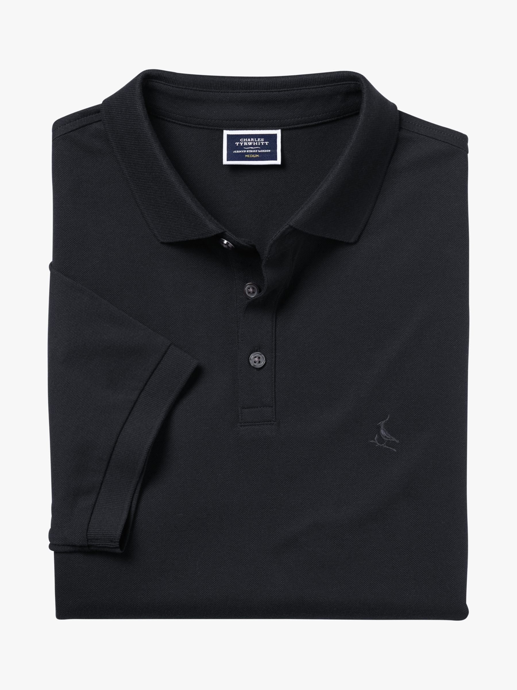 Charles Tyrwhitt Pique Polo Shirt, Black, S
