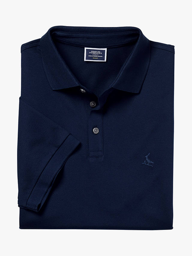 Charles Tyrwhitt Pique Polo Shirt, Navy Blue at John Lewis & Partners