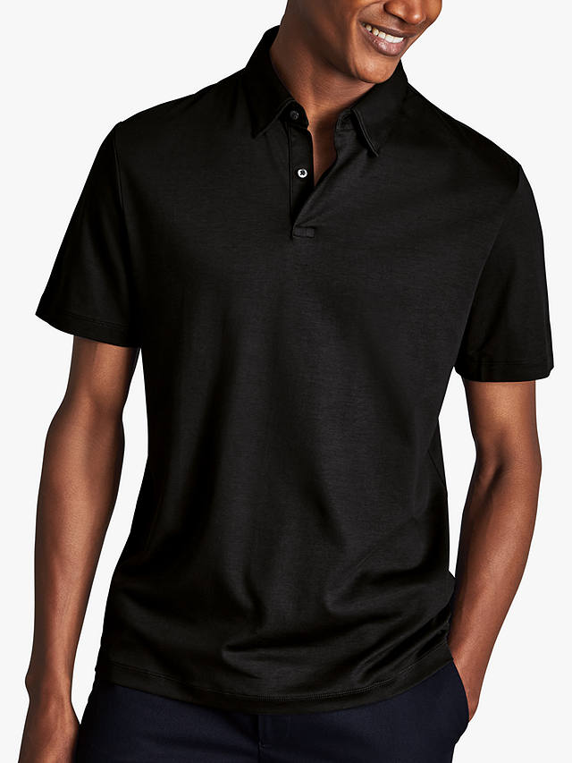 Charles Tyrwhitt Smart Jersey Short Sleeve Polo, Black
