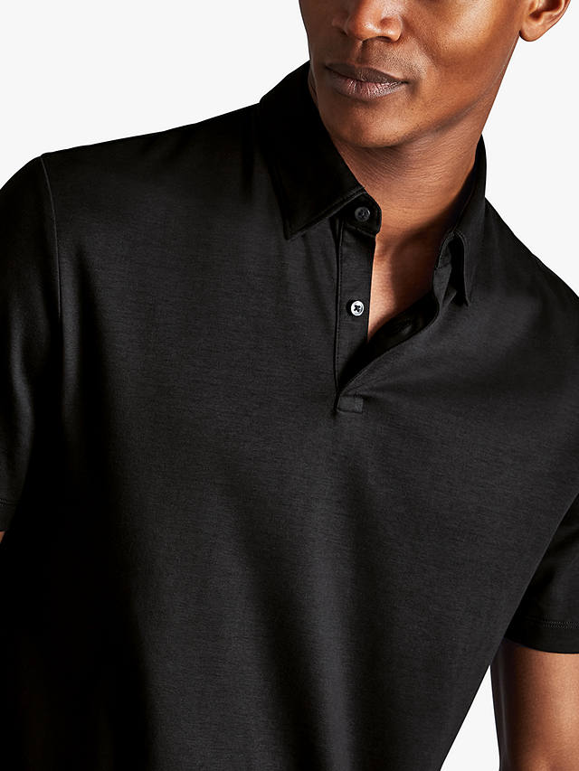 Charles Tyrwhitt Smart Jersey Short Sleeve Polo, Black
