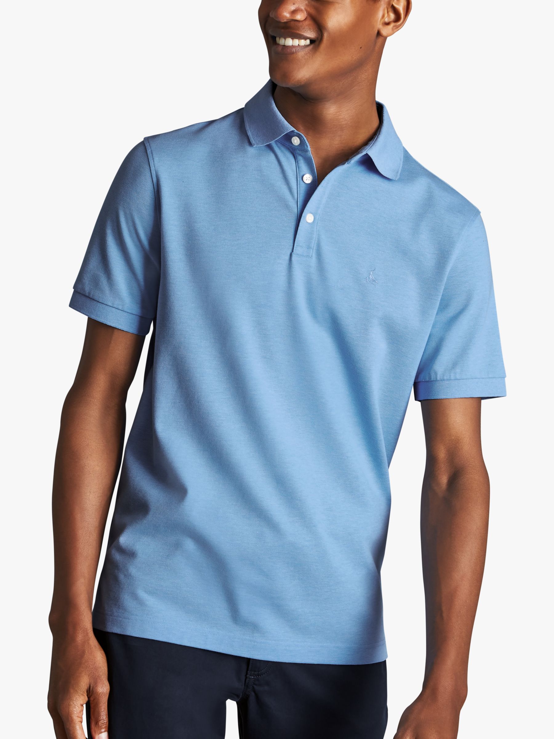 Charles Tyrwhitt Pique Polo Shirt, Light Blue Marl at John Lewis & Partners