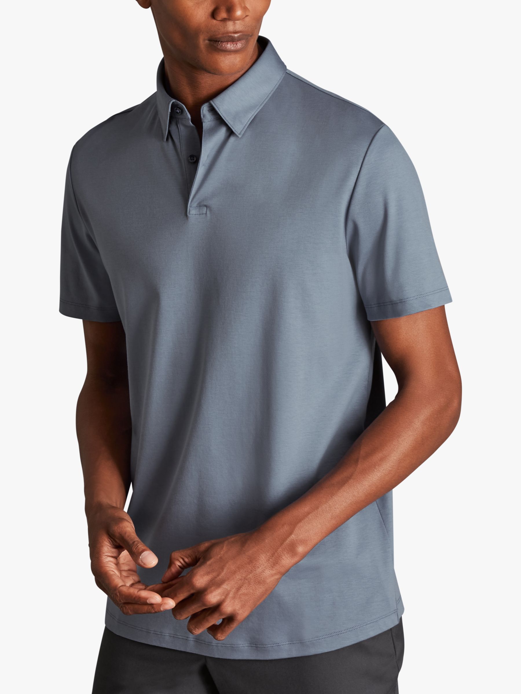 Charles Tyrwhitt Smart Jersey Short Sleeve Polo, Steel Blue, S