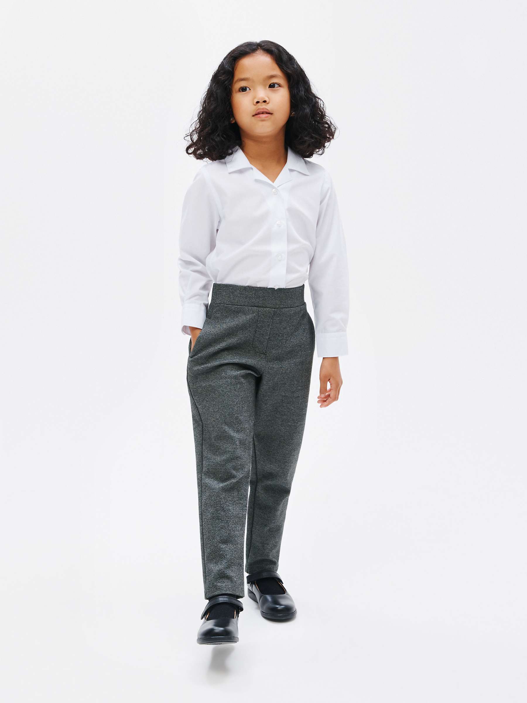 John Lewis Pull-On Jersey School Trousers, Grey at John Lewis & Partners