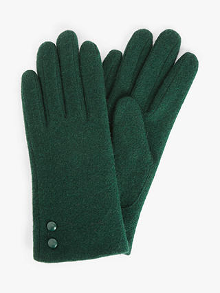 John Lewis Button Trim Wool Gloves, Dark Green
