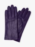John Lewis Fleece Lined Leather Gloves, Purple