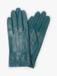 John Lewis Fleece Lined Leather Gloves, Teal