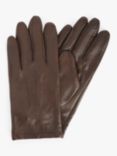 John Lewis Fleece Lined Leather Gloves, Chocolate