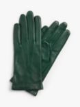 John Lewis Fleece Lined Leather Gloves, Forest Green