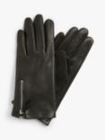 John Lewis Genuine Leather Gloves, Black