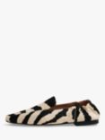 Jigsaw Chester Leather Zebra Print Loafers, Monochrome