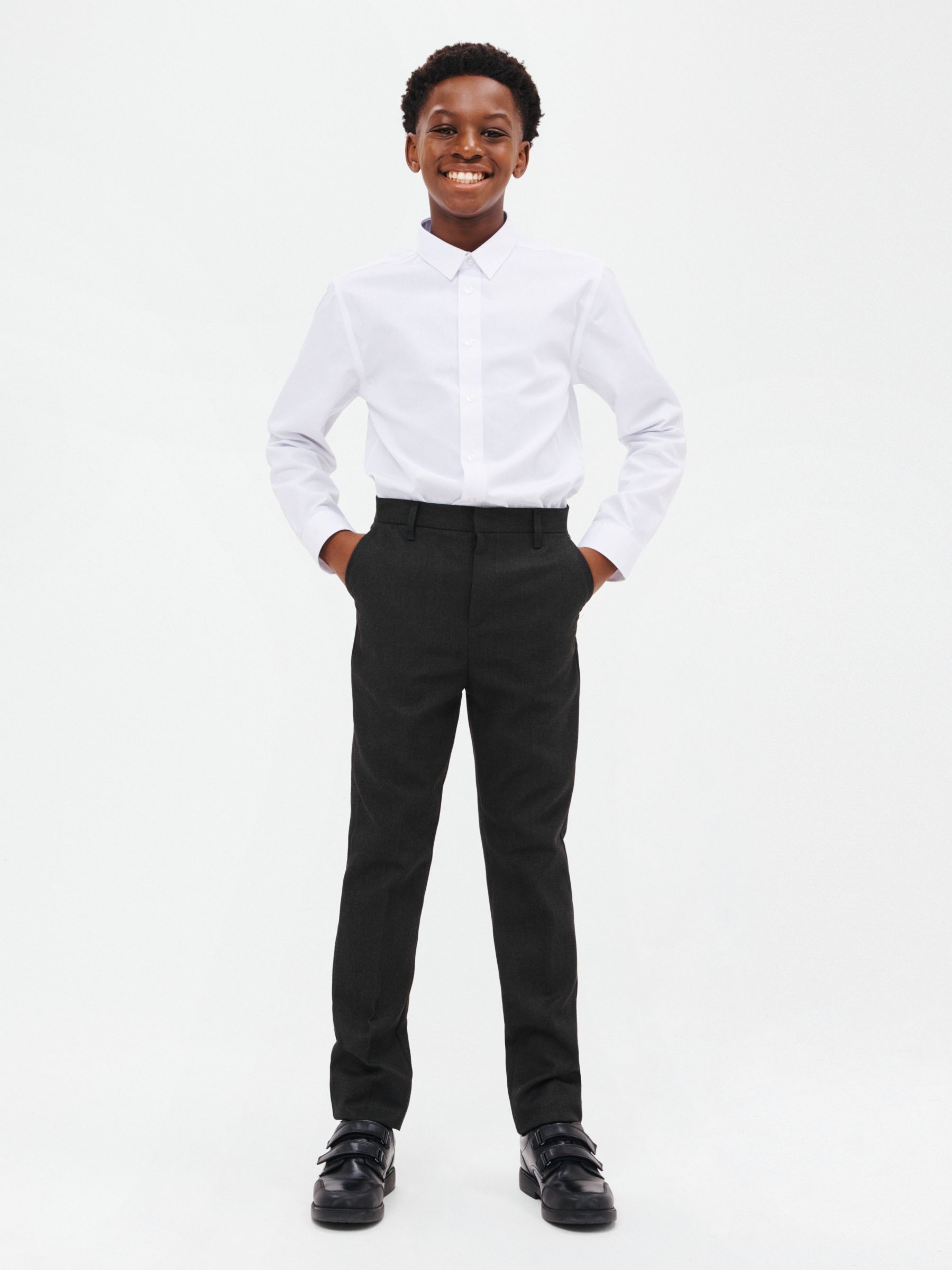 John Lewis Boys' Long Length Skinny School Trousers, Charcoal, 4 years