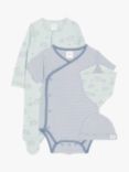 John Lewis Baby Sleepsuit, Bodysuit, Bib & Hat Set, Blue