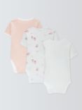 John Lewis Baby Cotton Sheep/Stripe Short Sleeve Bodysuits, Pack of 3, Pink