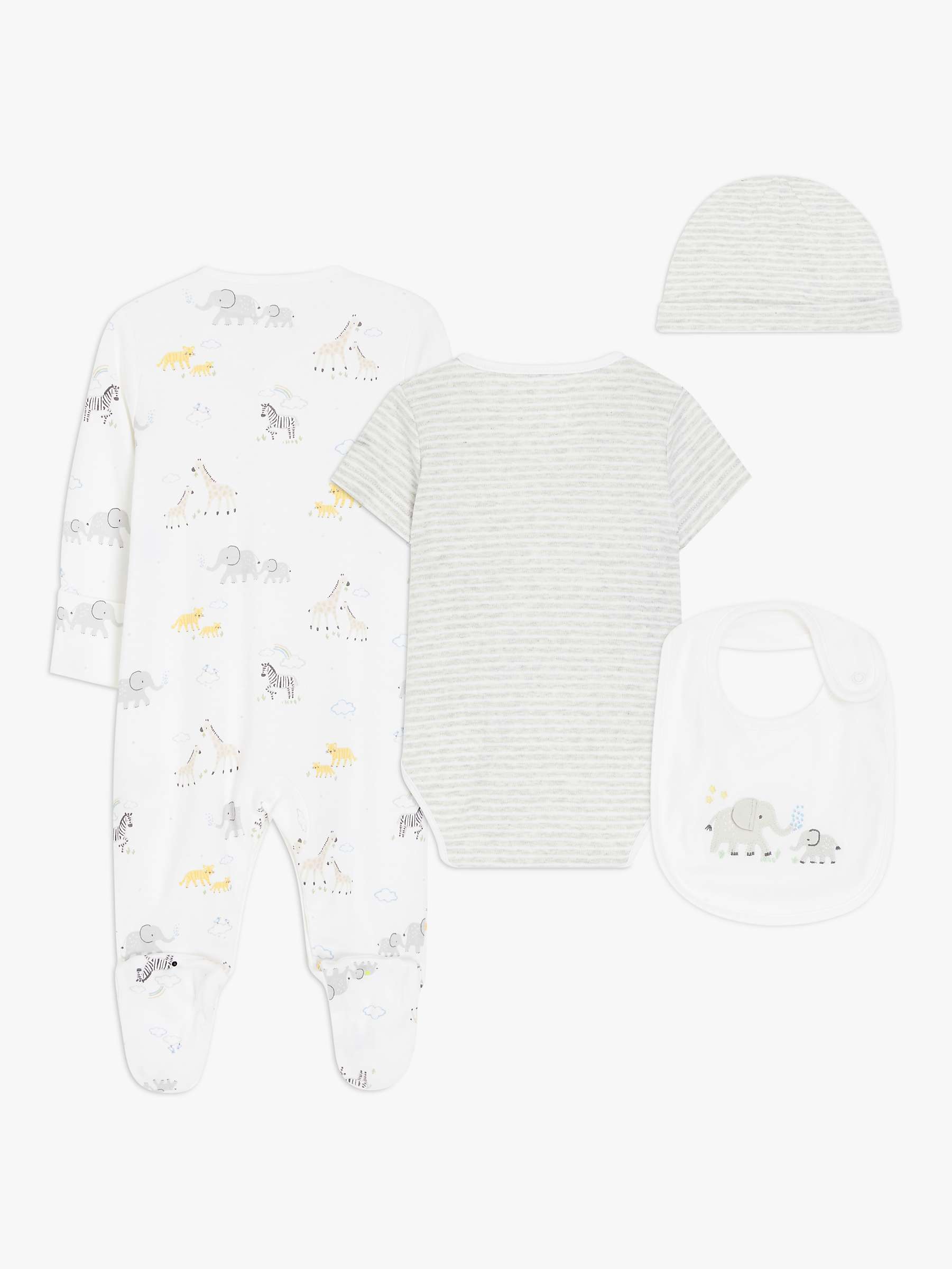 Buy John Lewis Baby Elephant Sleepsuit, Bodysuit, Hat & Bib Set, Multi Online at johnlewis.com