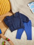 John Lewis ANYDAY Baby Spot Sweatshirt & Ribbed Leggings Set, Blue