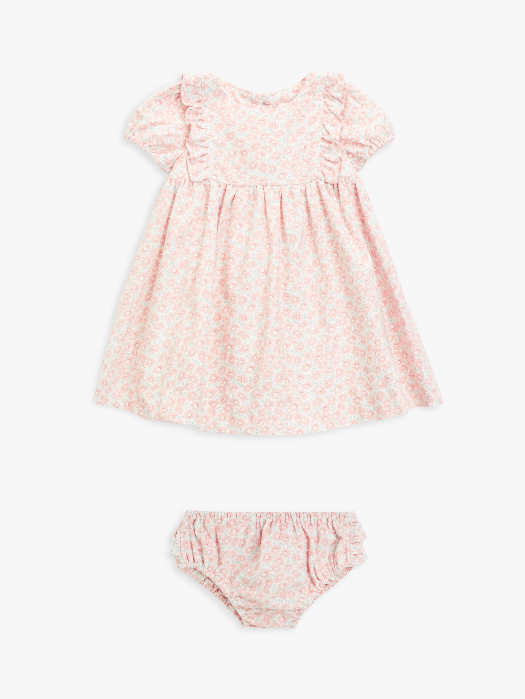 John Lewis Baby Blooming Florals Cord Dress & Bloomers Set, Pink at ...