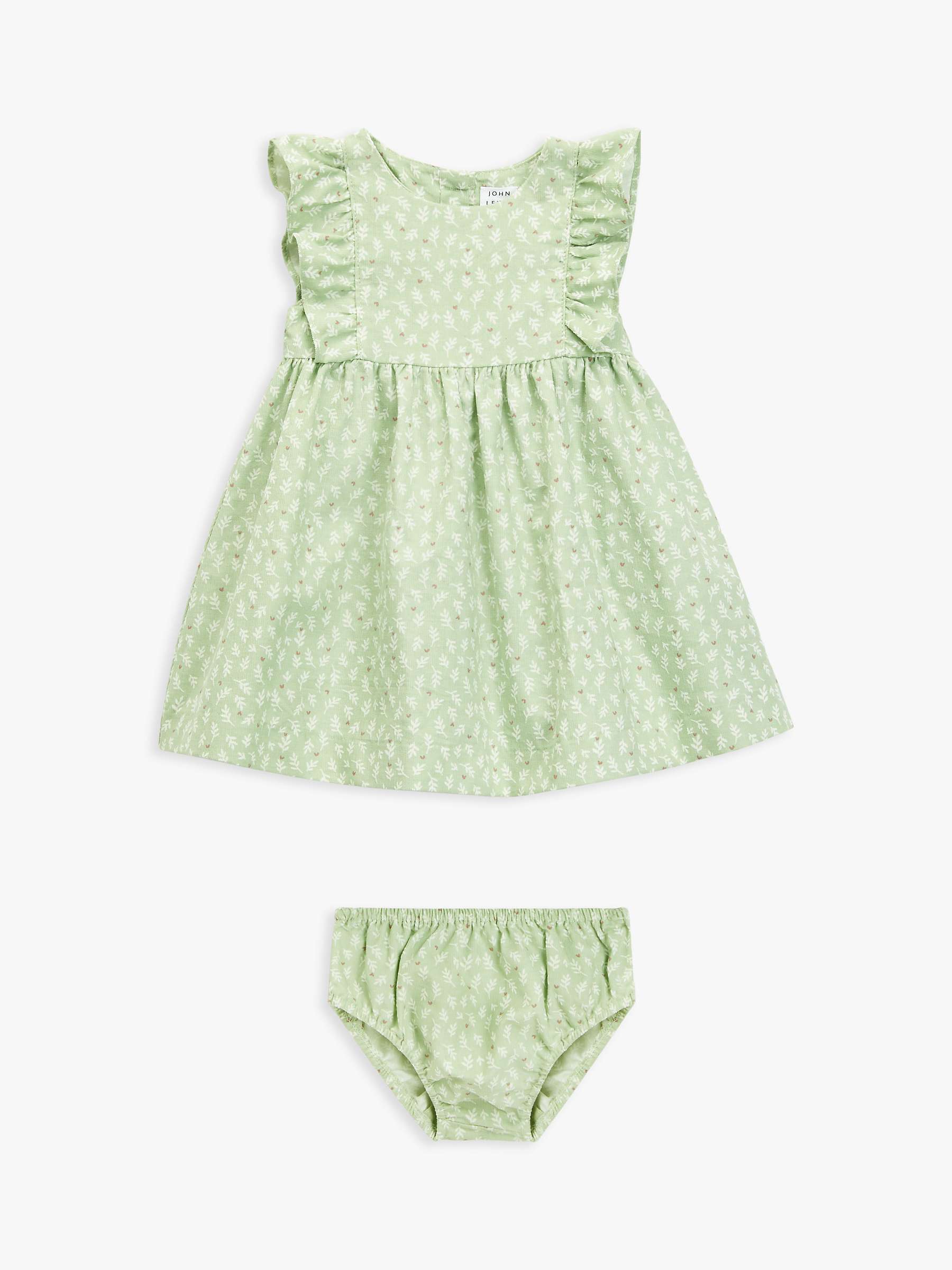 Buy John Lewis Baby Leaf Print Cord Dress & Bloomers Set, Green Online at johnlewis.com