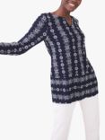 White Stuff Bev Embroidered Jersey Tunic Top, Navy