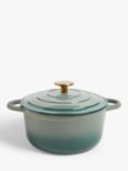 John Lewis Cast Iron Round Casserole, Ombre Green