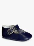 John Lewis Baby Star Cut-Out Leather T-Bar Shoes, Navy