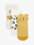 John Lewis Baby Leopard Terry Socks, Pack of 3, Yellow