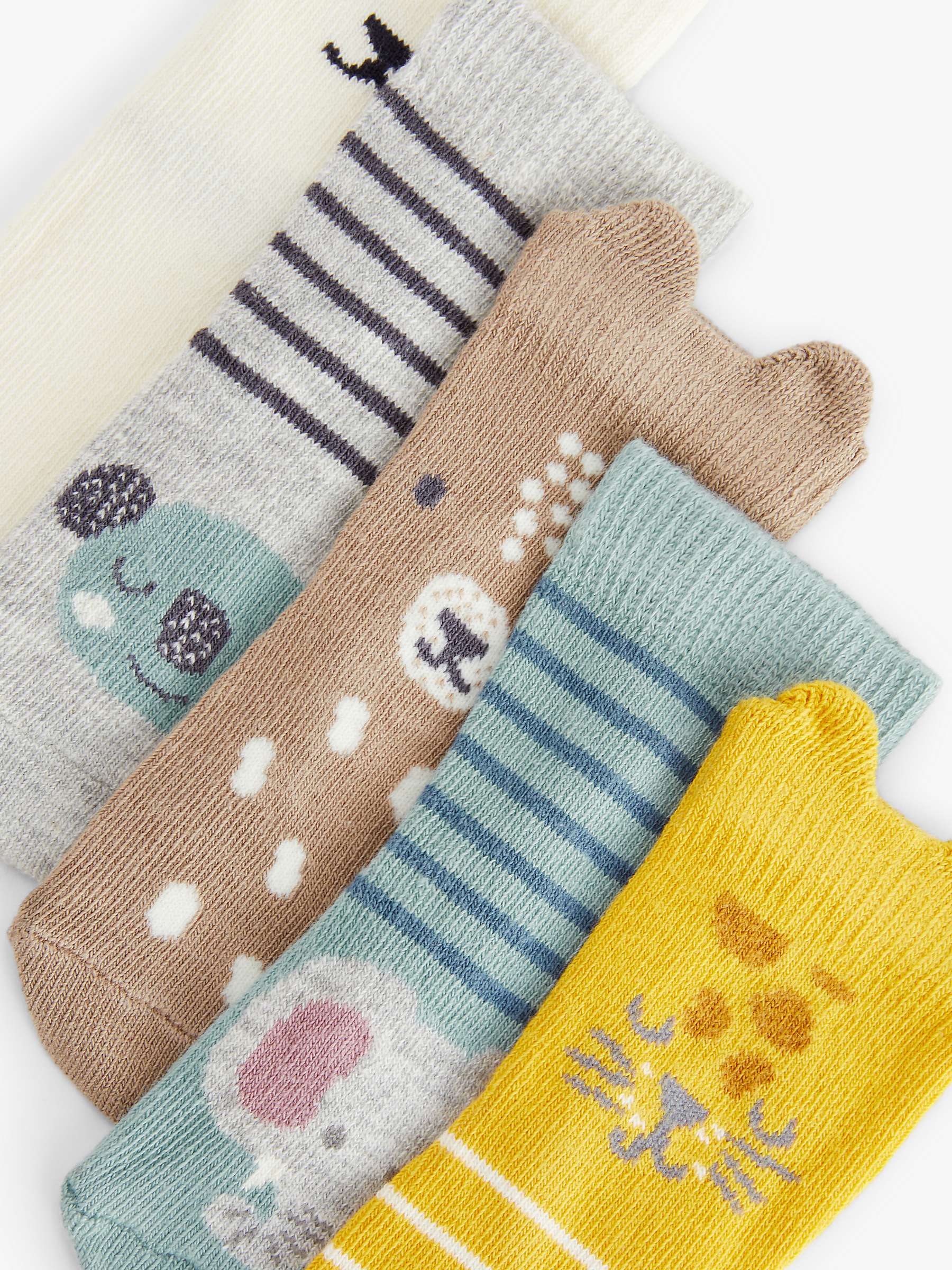 Buy John Lewis Baby Organic Cotton Rich Animal Face Socks, Pack of 5, Multi Online at johnlewis.com